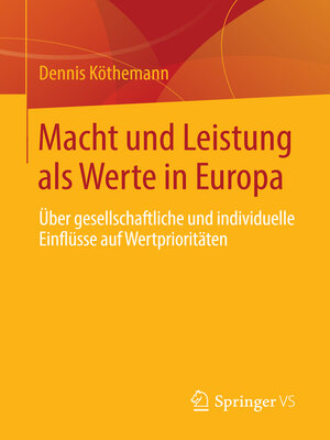 Macht und Leistung als Werte in Europa - ebook
